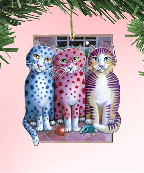 Cat Christmas Ornaments Cats Wooden Ornaments By Laura Seeley Etsy