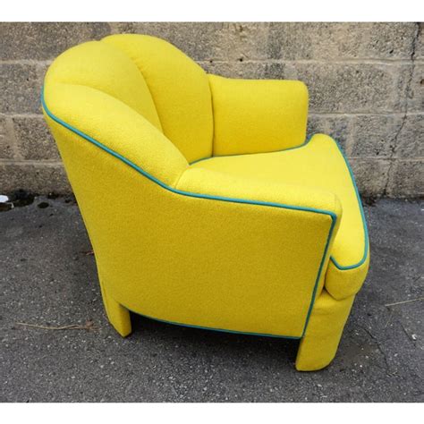 A slipper chair also makes a versatile pick for small spaces or entryways, adding a touch of decor & a plush, comfy seat. Vintage 80s Yellow Club Chair & Ottoman | Chairish