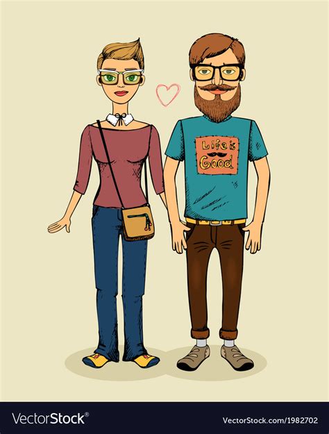 Hipsters Couple Royalty Free Vector Image Vectorstock