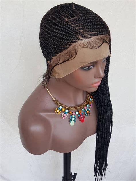 Handmade Braided Full Lace Wig Lemonade Cornrow Ghana Weave 1 Black Hd