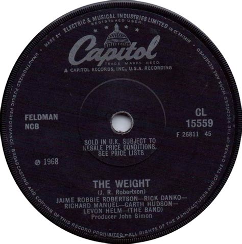 The Band The Weight 1968 Solid Centre Vinyl Discogs