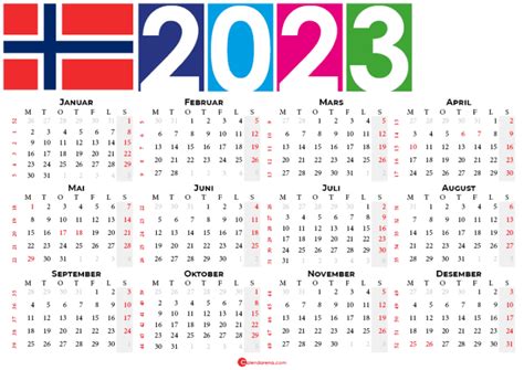 Norsk Kalender 2022 Med Helligdager Og Ukenummer