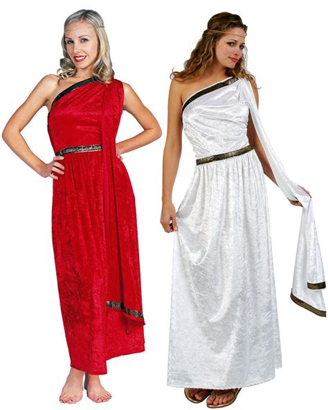 Deluxe Women's Long Toga Costume - White or Red - Candy Apple Costumes ...