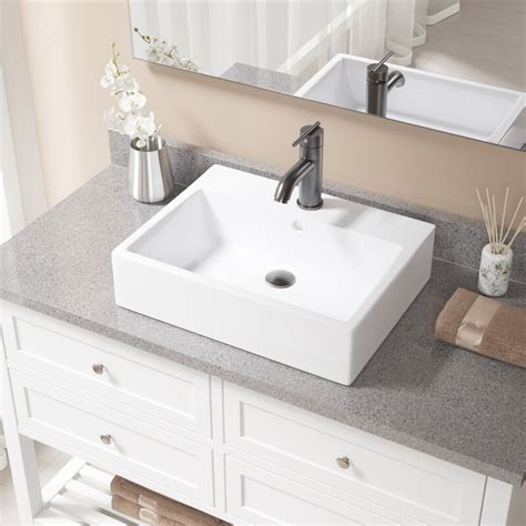 Find the highest rated products in our kitchen sinks store, and read the most helpful customer reviews to help you find the product that is right for you. MRDirect Vitreous China Rectangular Vessel Bathroom Sink with Faucet and Overflow & Reviews ...