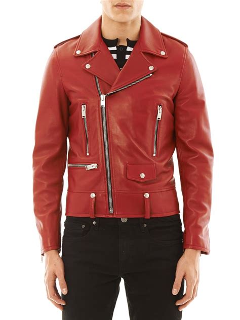 Lyst Saint Laurent Leather Motorcycle Jacket In Red For Men