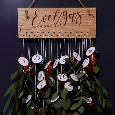 Personalised Modern Calligraphy Wooden Advent By Polly