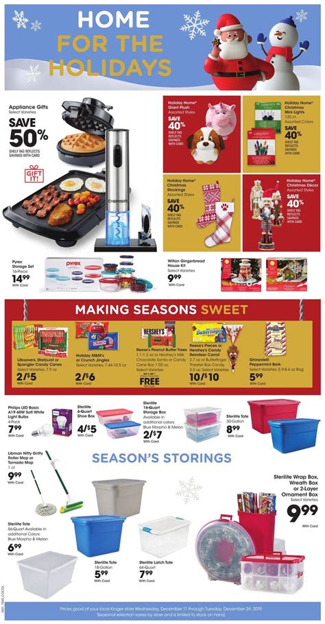 So, mostly all the stores are open through all the holidays but on christmas day, it is closed. Kroger - Holiday Ad 2019 Current weekly ad 12/11 - 12/17/2019 8 - frequent-ads.com