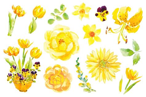 Yellow flowers clip art | Yellow flowers painting, Yellow flower art, Yellow flowers