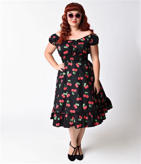 1940s Plus Size Dresses Sara Clothing 1940s Style Plus Size Black Red