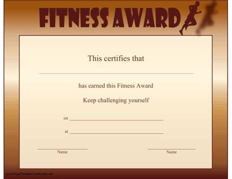 Health certificates are usually produced by a licensed physician after conducting the medical examination of a particular employee. A fitness award certificate featuring a running figure and ...