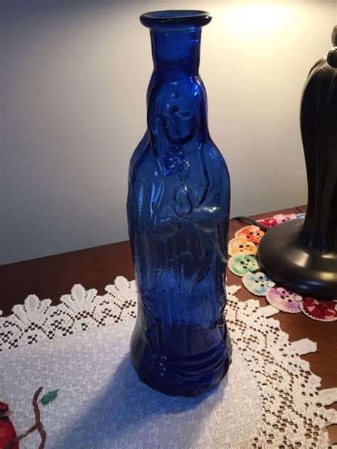 Virgin Mary Madonna Bottle Pontiled Cobalt Blue By Chateaudebree