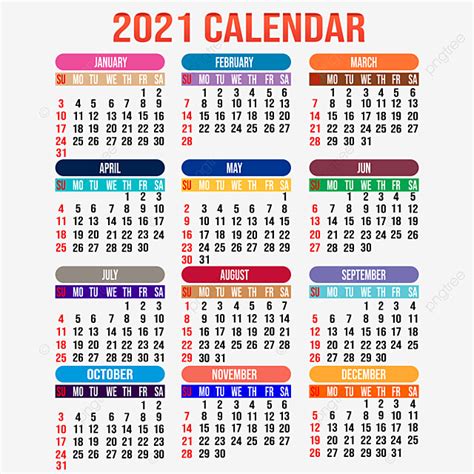 Download file desain kalender terbaru format cdr. Desain Kalender 2021 Berwarna Warni Yang Dapat Diedit ...