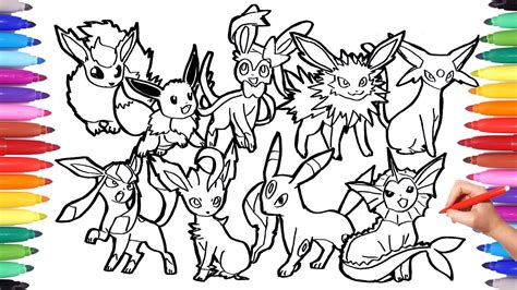 Pokemon Coloring Pages Eevee Evolutions Together Eevee S Genes Are