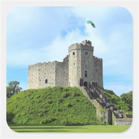 Cardiff Castle Keep Square Sticker