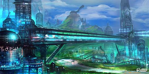 Tech Transit By Ultragriffy On Deviantart Sci Fi City Fantasy City
