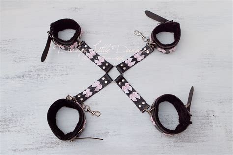 Bdsm Hogtie Bondage Set Wrist Ankle Cuffs And Harness Etsy