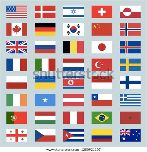 Set Of 40 World Flags Icons Usa Portugal Israel Switzerland Canada