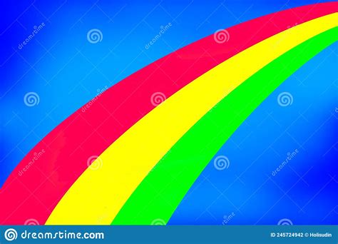 Red Yellow Green Rainbow Colors In The Blue Sky Stock Illustration