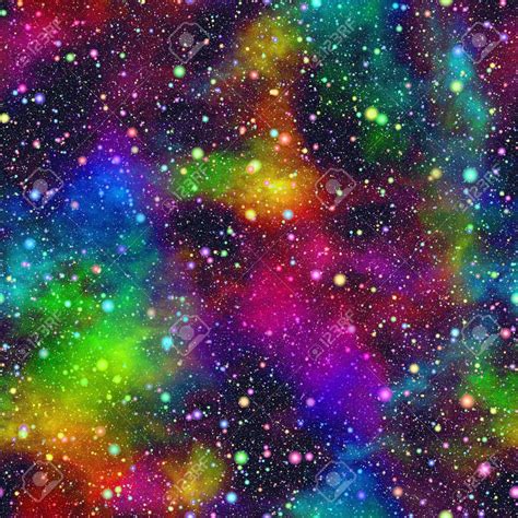 Abstract Bright Colorful Universe Nebula Night Starry Sky In Rainbow