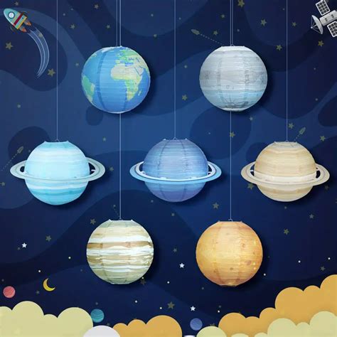 Planet Paper Lanterns Outer Space Party Decorations Solar Temu
