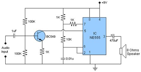 555 Audio Amplifier Audio Amplifier Amplifier Electronics Circuit