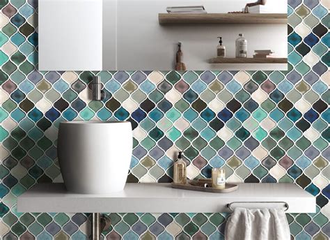 Peel And Stick Tile Backsplash For Kitchen Bathroom Teal Arabesque Tile 692617881815 Ebay