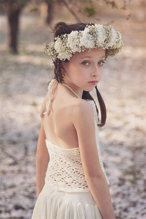 Boho Crochet Lace Flower Girl Dress Junior Bridesmaid Dress Etsy