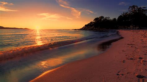 Hintergrundbilder Sonnenlicht Sonnenuntergang Meer Bucht Natur