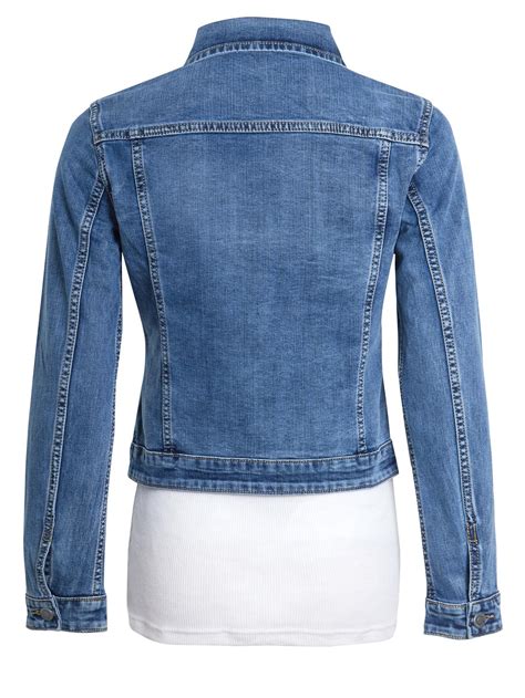 Womens Size 14 12 10 8 Stretch Denim Jacket Reversible Jean Jackets Khaki Stone Ebay