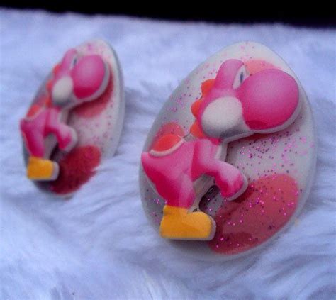 Pink Yoshi Egg Stud Earrings Super Mario World Super Etsy Stud