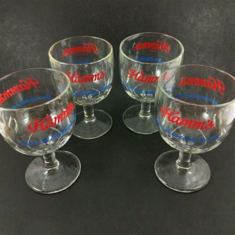 Vintage Hamm S Thumbprint Glasses Beer Collectible Bar Decor Set Of 4