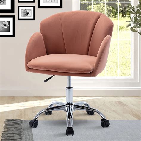 Velvet Desk Chairs Modern Swivel Accent Vanity Chair With Wheels