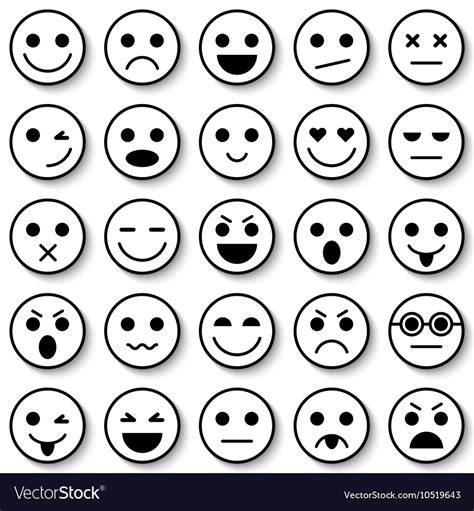 Set Of Emoticons Set Of Emoji Royalty Free Vector Image