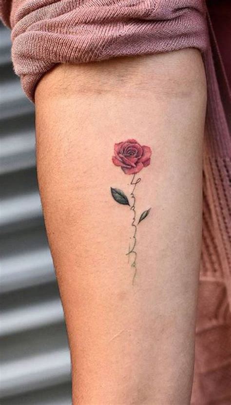 Small Watercolor Delicate Rose Tattoo Ideas For Women Single Flower