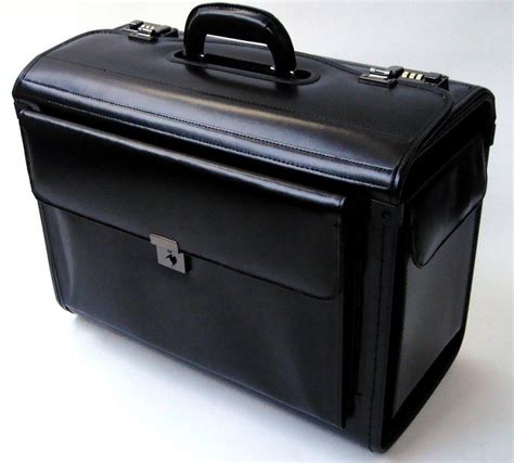 Large Leather Pilot Case Business Laptop Travel Flight Briefcase Bag