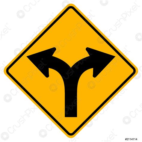 Warning Signs Turn Left Or Right On White Background Stock Vector