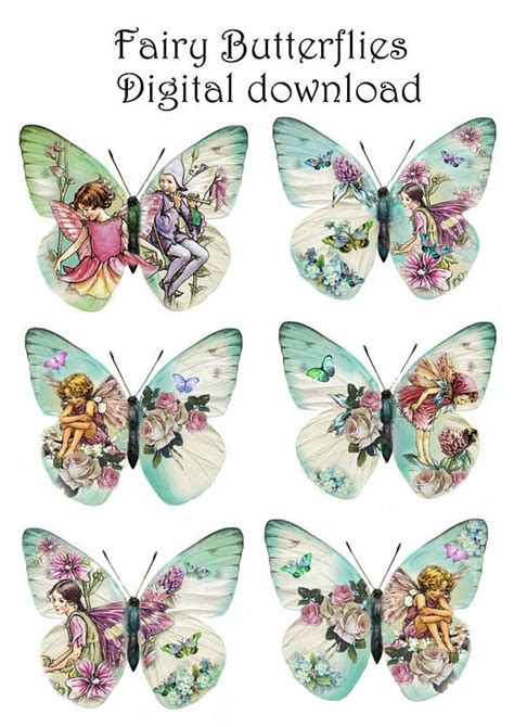6 Fairy Butterflies Digital Download Fairy Butterfly Craft Supplies