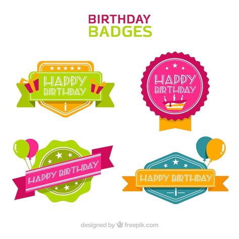 Birthday Badges Collection Free Vector