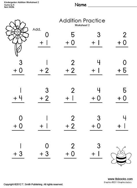 addition homework | page from Kindergarten Addition Workshe