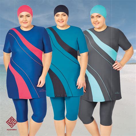 Alhamra Semi Cover Al3049 Burkini Modest Women Swimsuit Plus Size Uk 18