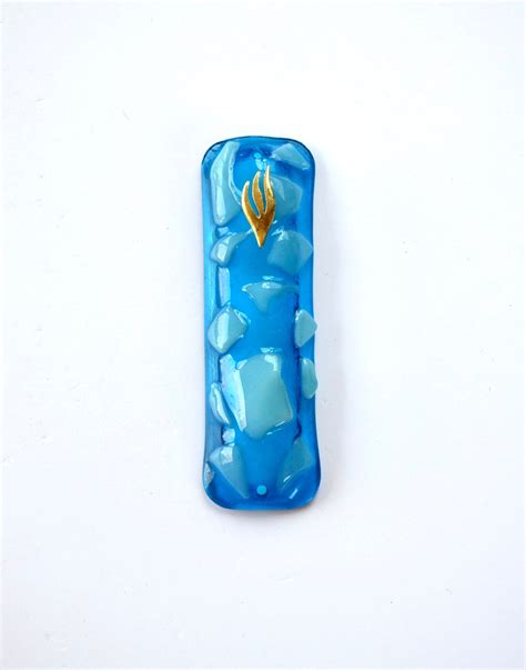 Mezuzah Stunning Unique Glass Art Mezuzah Turquoise And Sky Blue
