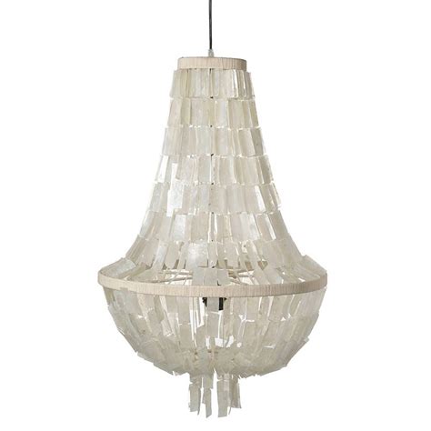 Pair this chandelier with modern or transitional home decor pieces for a glamorous look. capiz shell chandelier by ella james | notonthehighstreet.com