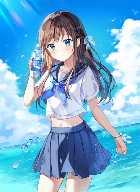 Anime Girl In Sailor Uniform Original Rawwnime