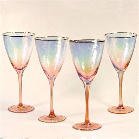 G Decor Set Of Four Lustre Hammered Wine Glasses By G Decor