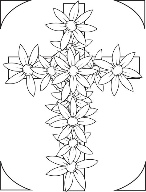 So don't wait any longer and start the fun with the whole family. Printable Cross With Flowers Coloring Page for Kids - SupplyMe