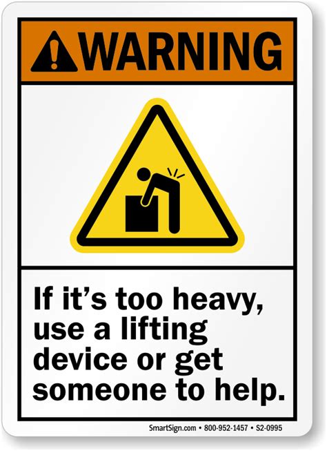 Lifting Instruction Signs And Labels Safe Lifting Signs