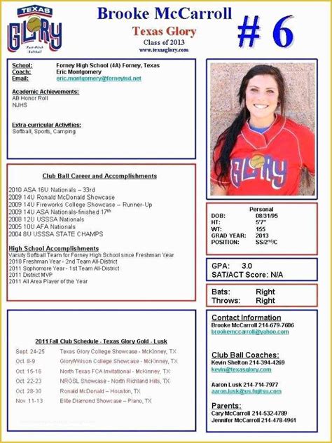 Athlete Profile Template Free Of Soccer Profile Template Recruiting
