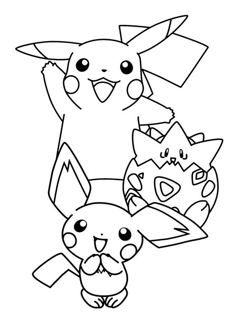 Pichu Pikachu Pokemon Coloring Pages Sketch Coloring Page