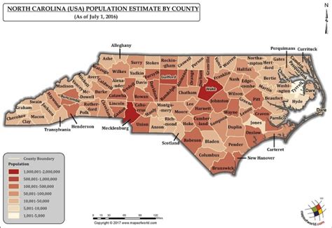 North Carolina Population Map Answers