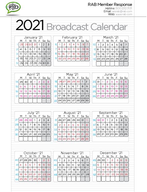 Broadcast Calendar 2021 ⋆ Calendar For Planning
